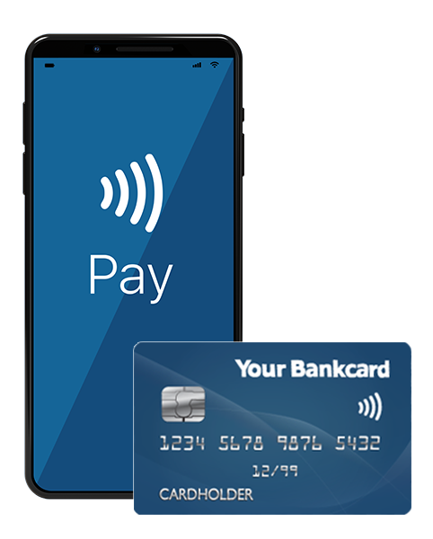 Contactless payment methods include payment apps and bankcards with the wave symbol
